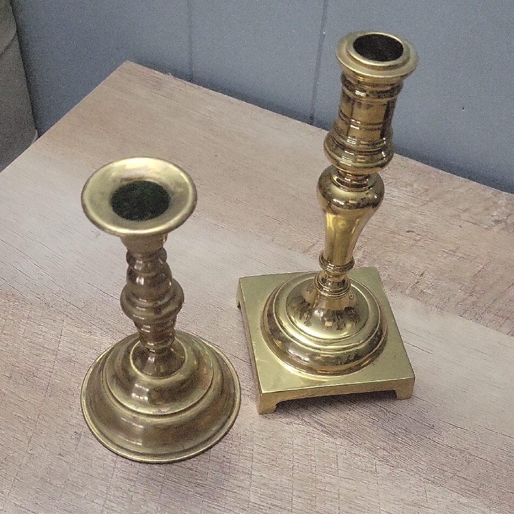 2 Mismatched Candlestick Holders